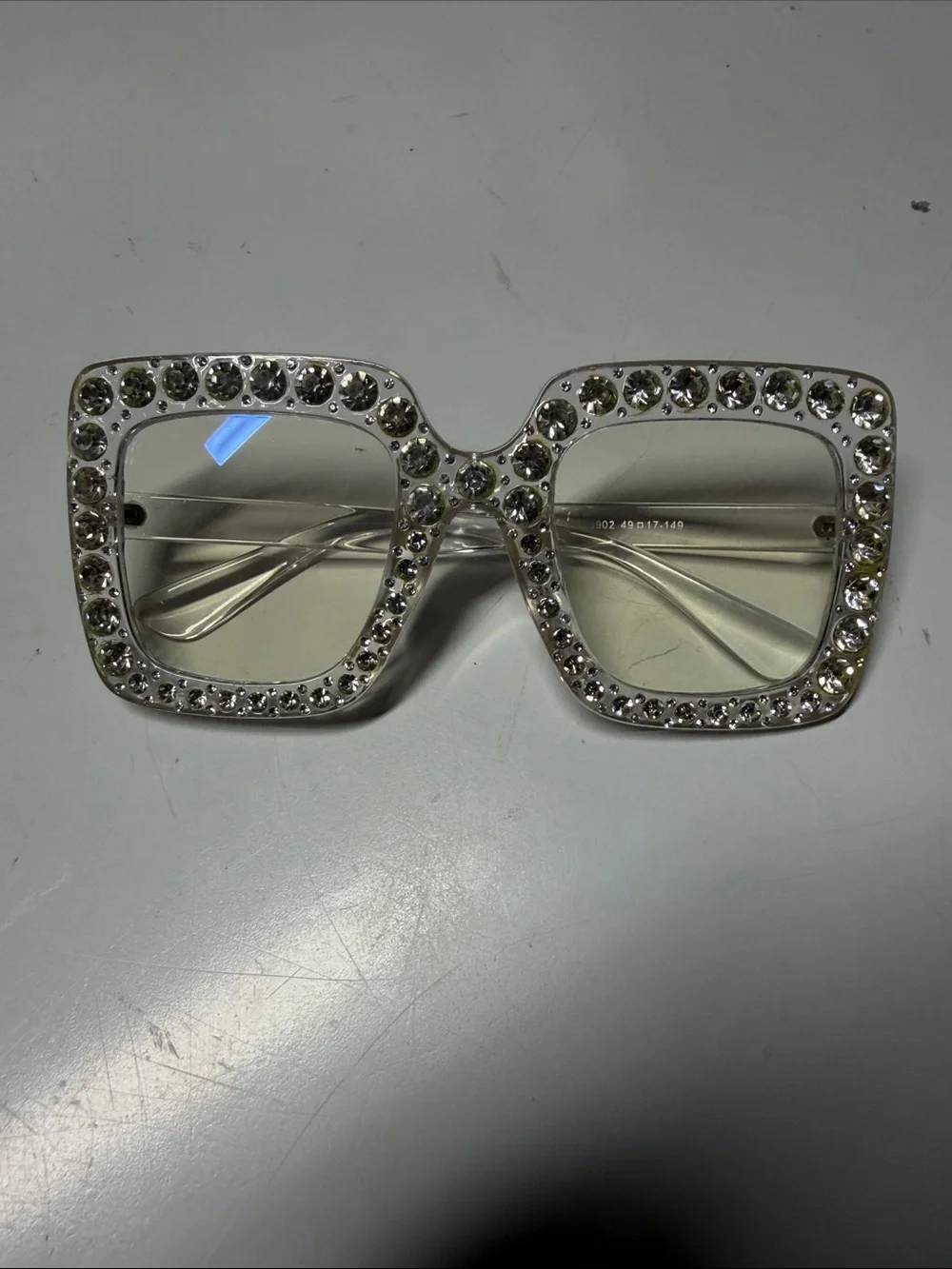 oversized square fashion sunglasses eye-catching, fully embellished